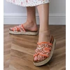 Moteriškos oranžinės espadrilės šlepetės su cirkoniais