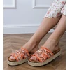 Moteriškos oranžinės espadrilės šlepetės su cirkoniais