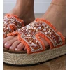 Moteriškos oranžinės espadrilės šlepetės su cirkoniais