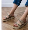 Moteriškos panterinės espadrilės šlepetės su sagtimis