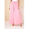 Moteriškos plačios medvilninės kelnės su elastinga juosmens juosta, rožinės