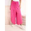 Moteriškos plačios viskozės kelnės su sutrauktu juosmeniu, rožinės spalvos