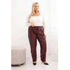 Moteriškos Plus Size dirbtinės odos kelnės aukštu juosmeniu, burgundiškos spalvos
