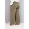 Moteriškos Plus Size kelnės plačiomis klešnėmis ir aukštu liemeniu, chaki spalvos