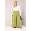 Moteriškos Plus Size kelnės plačiomis klešnėmis, pistacijų spalvos