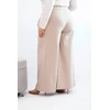 Moteriškos Plus Size kelnės plačiomis klešnėmis ir klostėmis, tamsiai smėlio spalvos