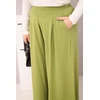 Moteriškos Plus Size kelnės plačiomis klešnėmis, pistacijų spalvos