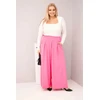 Moteriškos Plus Size kelnės plačiomis klešnėmis, šviesiai rožinės spalvos