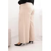 Moteriškos Plus Size kelnės plačiomis klešnėmis ir klostėmis, smėlio spalvos