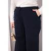 Moteriškos Plus Size kelnės plačiomis klešnėmis ir aukštu liemeniu, tamsiai mėlynos spalvos