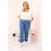 Moteriškos Plus Size kelnės su diržu, džinso spalvos