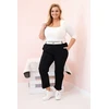 Moteriškos Plus Size kelnės su diržu, juodos spalvos