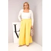 Moteriškos Plus Size kelnės su plačiomis klešnėmis, geltonos spalvos