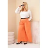 Moteriškos Plus Size kelnės su plačiomis klešnėmis ir diržu, persikų spalvos