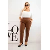Moteriškos Plus Size kelnės su tampriu juosmeniu, kapučino spalvos