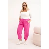 Moteriškos Plus Size kelnės žemu liemeniu su elastine juosmens juosta, rožinės spalvos
