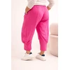 Moteriškos Plus Size kelnės žemu liemeniu su elastine juosmens juosta, rožinės spalvos