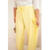 Moteriškos Plus Size medvilninės kelnės su tampriu juosmeniu, geltonos