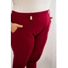 Moteriškos Plus Size medvilninės kelnės su tampriu juosmeniu, tamsiai raudonos spalvos