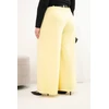 Moteriškos Plus Size plačios kelnės su diržu, geltonos spalvos