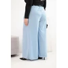 Moteriškos Plus Size plačios kelnės su diržu, mėlynos
