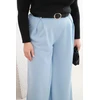 Moteriškos Plus Size plačios kelnės su diržu, mėlynos