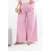 Moteriškos Plus Size plačios kelnės su klostėmis, šviesiai violetinės spalvos