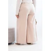 Moteriškos Plus Size plačios kelnės su klostėmis, smėlio spalvos