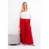 Moteriškos Plus Size plačios kelnės su klostėmis, raudonos spalvos