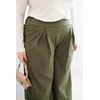 Moteriškos Plus Size plačios kelnės su klostėmis, chaki spalvos