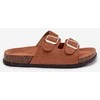 Moteriškos šlepetės su sagtimis Oliena camel spalvos