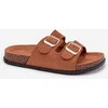 Moteriškos šlepetės su sagtimis Oliena camel spalvos