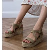 Moteriškos žalios vasarinės espadrilės su platforma
