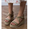 Moteriškos žalios vasarinės espadrilės su platforma