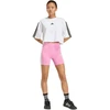 Moterų adidas Essentials 3-Stripes aukšto liemens dviratininko šortai, rožiniai, KT1625