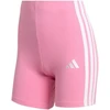 Moterų adidas Essentials 3-Stripes aukšto liemens dviratininko šortai, rožiniai, KT1625