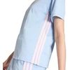 Moterų adidas Essentials 3-Stripes medvilniniai marškinėliai, šviesiai mėlyni KB7119