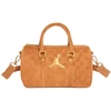 Moterų „Air Jordan“ zomšinis monogramos mini krepšys „Duffel“, 3 l, konjako spalvos – MA09209-X6X