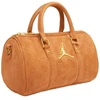 Moterų „Air Jordan“ zomšinis monogramos mini krepšys „Duffel“, 3 l, konjako spalvos – MA09209-X6X