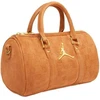 Moterų „Air Jordan“ zomšinis monogramos mini krepšys „Duffel“, 3 l, konjako spalvos – MA09209-X6X
