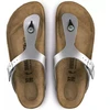 Moterų šlepetės per pirštą Birkenstock Gizeh Birko-Flor, sidabrinės, normalaus pločio (0043851)