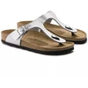Moterų šlepetės per pirštą Birkenstock Gizeh Birko-Flor, sidabrinės, normalaus pločio (0043851)