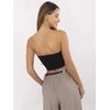 Nėriniuotas juodas moteriškas bandeau topas vasarai