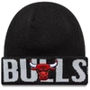 New Era NBA Chicago Bulls Užrašas Juoda Megzta Kepurė su Atvartu - 60691260
