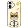 Dėklas Nimmy Apple iPhone 16 6.1" chaki spalvos, „Cool&Cute 2.0“ katės spalvos