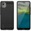 Hurtel Carbon silikoninis dėklas skirtas Nokia C110 – juodos spalvos