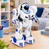 Nuotoliniu būdu valdomas žaislinis robotas, baltas ir mėlynas