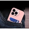 Odinis dėklas su stovu iPhone 14 Pro kortelių dėklas su stovu rožinės spalvos