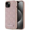 Dėklas Karl Lagerfeld Leather Monogram Metal Logo MagSafe skirtas Apple iPhone 15 rožinės spalvos