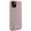 Dėklas Karl Lagerfeld Leather Monogram Metal Logo MagSafe Apple iPhone 15 rožinės spalvos